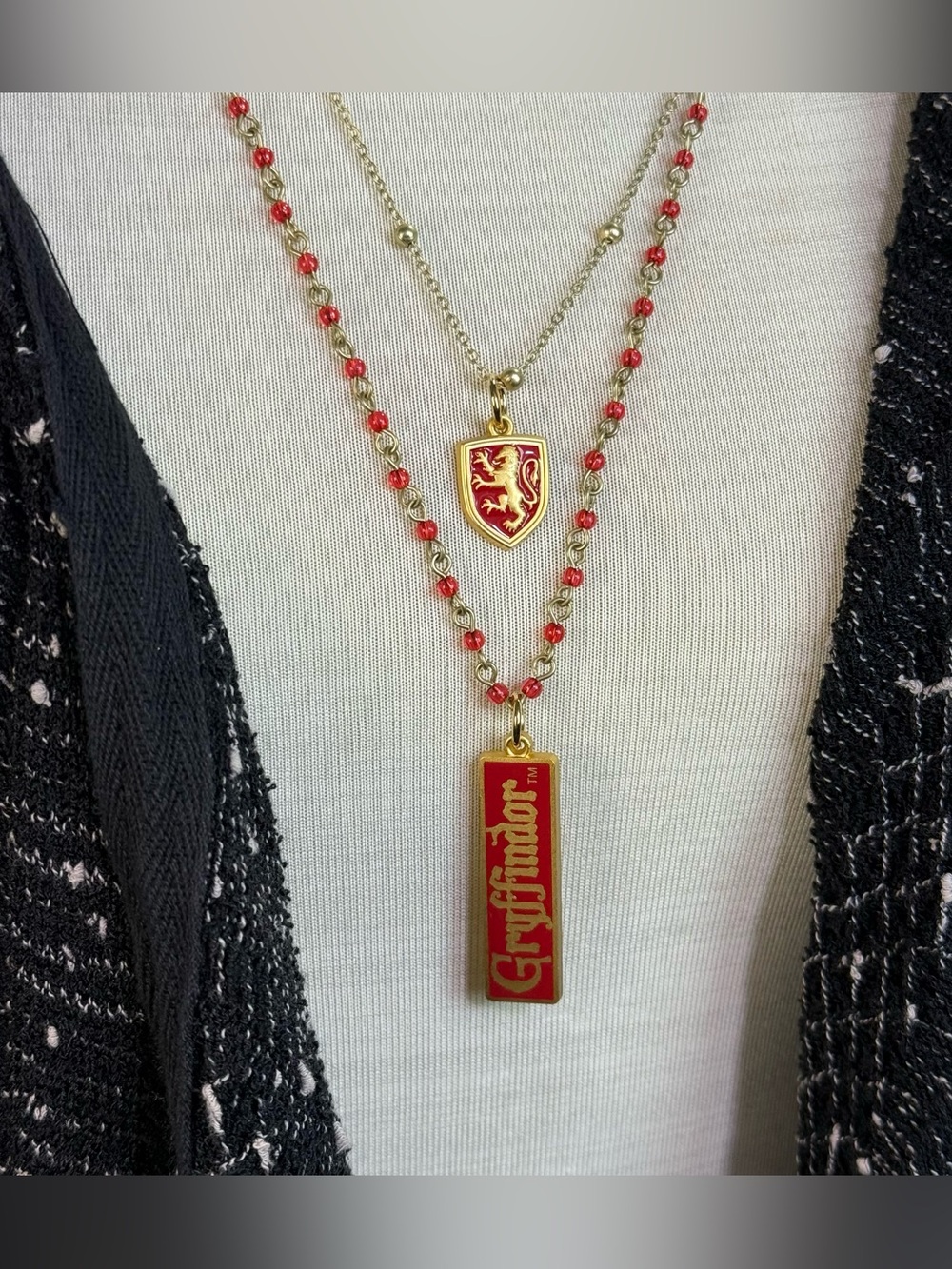 Wizarding World Harry Potter Gryffindor Red & Gold Layered Pendant Necklace